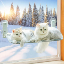 Cat Window Hammock Bed - Foldable Window Perch 54x30cm with Powerful Suction Cup up to 18kg, Cat Hammock for Indoor Cats with Reversible Washable Cov