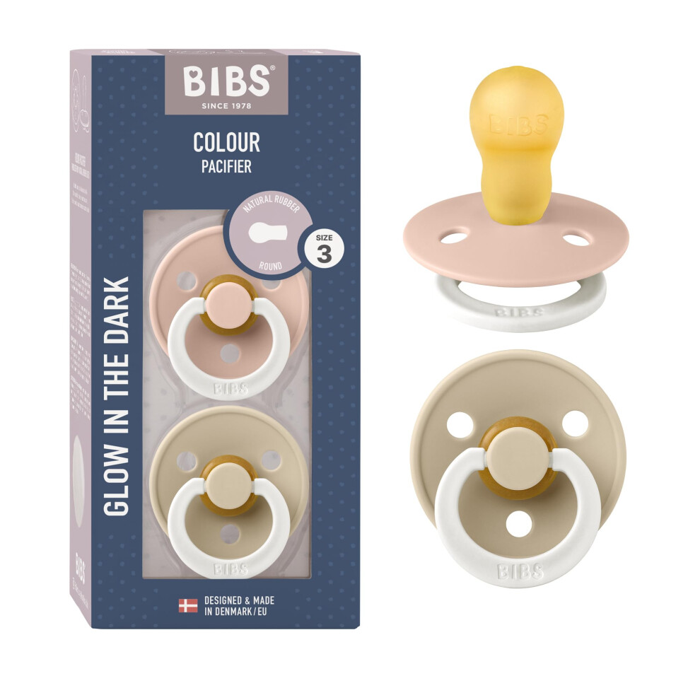 Bibs Dark Soother Colour Latex Size 3 18+ Months 2 Pack Blush Glow/Vanilla Glow - Image 2