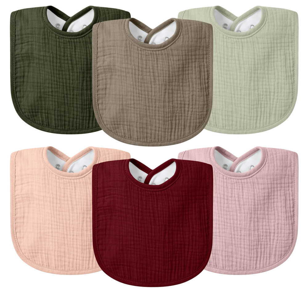Vomarhug Muslin Baby Dribble Bibs For Girls Boys,Super Absorbent Bandana Bibs 0-36Months,Soft Cotton 6Pack