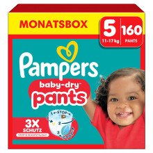 Pampers Baby-Dry Pants Size 5, Pack of 160, 11kg-17kg, 360 Leak-Proof Fit for Day and Night