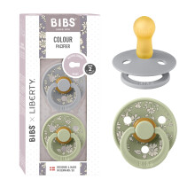 BIBS Liberty Dummies | 2 Colour Natural Rubber Latex Soothers | BPA Free Dummy | Round Nipple Pacifier | Designed & Made in Denmark | Capel Sage | Si