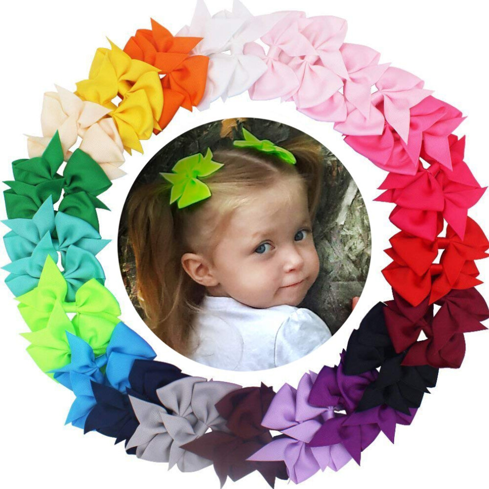 Joyoyo 40 Pcs Hair Bows For Girls Hair Clips For Girls Toddlers - Grosgrain Ribb