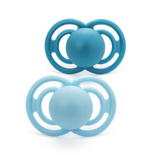 MAM Perfect Soothers | 6-18 Months | 2 Pack | Comes in Dummy Steriliser Case | Sustainable Materials | Baby Accessories | Blue/White (Various Designs