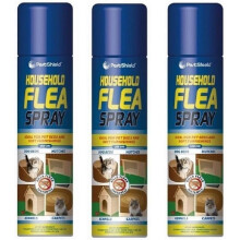 Household Flea Spray 3x 200ml for Pet Beds, Kennels, Carpets and Soft Furnishings, Fast-Acting Indoor Treatment