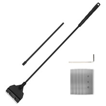 Gelishan Long Ergonomic Handle Steel Algae Scrapers 65cm Fish Tank Cleaner Maintenance Scraper Right Angle Aquarium Gravel with 5 Replacement Blades