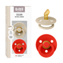 BIBS Colour Anatomical Dummies 2-Pack, BPA Free Dummy Pacifier, Orthodontic Nipple. Natural Rubber Latex, Made in Denmark, Size 1 (0-6 Months), Vanil