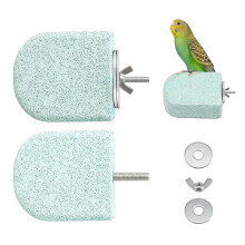 Pet Grinding Stone Perch Set – 2 Pcs Natural Pumice Bird Perch Platform, Lava Ledge – Nail and Beak Grooming Perches for Budgies Cockatiels Conure