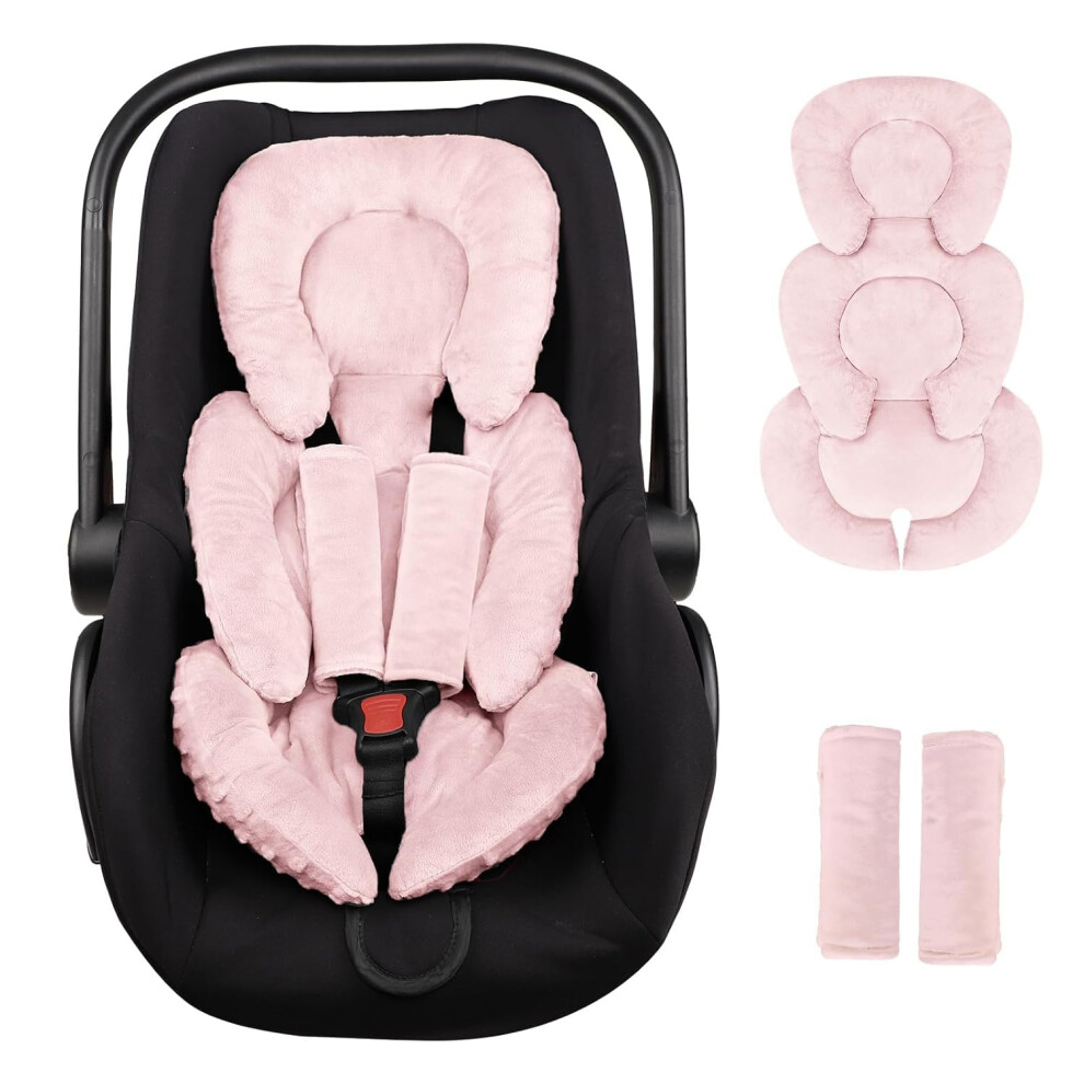 Infant Car Seat Insert Head And Body Support, Reversible Newborn Insert For Carseat With Strap Pads, Soft Stroller Cushion Pillow Insert For Boys Gfu