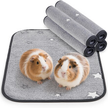 PICK FOR LIFE 4 PCS Guinea Pig Fleece Cage Liner Leakproof Guinea Pig Mats Pee Pads Washable Pet Blankets Soft Absorbent for Small Animal Rabbit Ferr