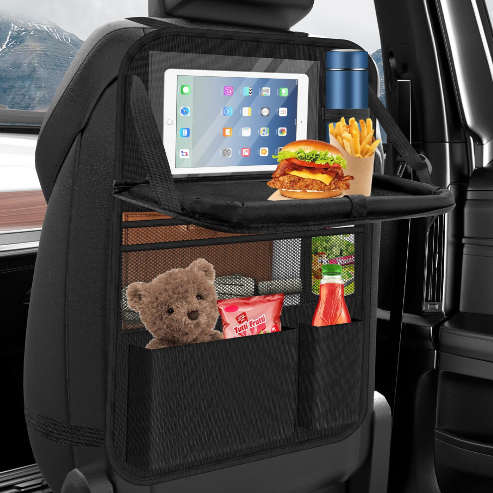 Car Seat Organiser With Folding Table, Car Organiser Back Seat For Kids, Waterproof Car Storage For Keeping Car Tidy, Kick Protector, Tablet S Oneyus
