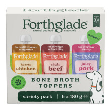 Forthglade Bone Broth for Dogs, Chicken, Pork & Beef (6x180g) Grain Free & Hypoallergenic, Natural Ingredients with Superfood Boost, Dry Dog Food Top
