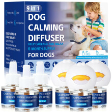Jeweeio 9 In 1 Dog Calming Pheromone Diffuser (3 Plug in + 6 Refills), Relief Anxiety, Storm Stress & Indoor Behavior Support, 180 Day Long Lasting R