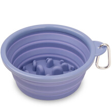 Bonza by Leash Boss Collapsible Dog Slow Feeder Bowl, Portable Silicone Travel Bowl for Food & Water, Slow Eating for Large, Medium, & Small Sized Br