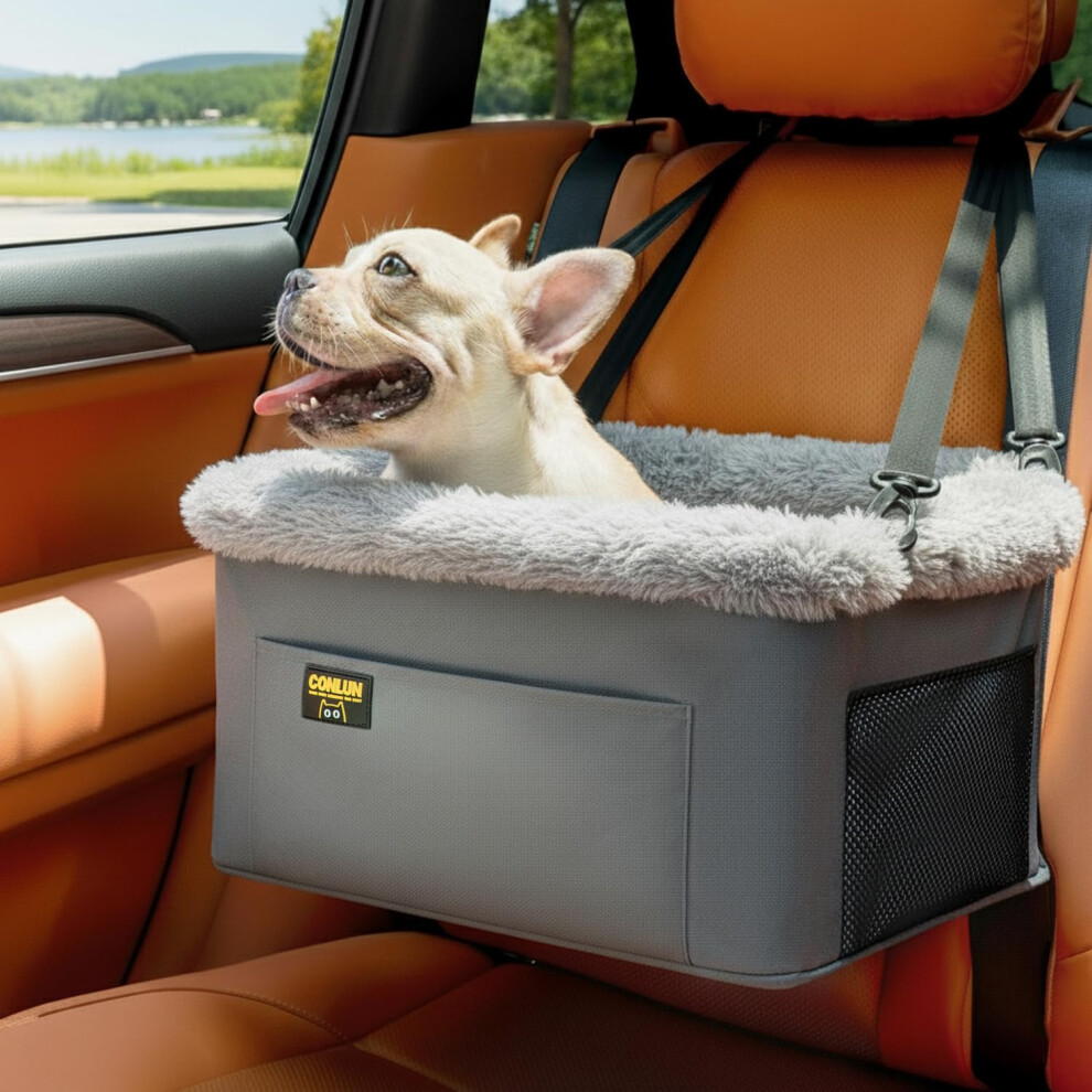 Conlun Dog Car Seat, Elevated Pet Booster Seat For Small Dogs Under 9Kg, Durable Puppy Travel Dog Car Bed With Internal Steel Frame, Safety