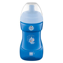 MAM Sports Cup | 330ml | Non-Spill Sippy Cup with Free Flow Spout | Suitable for 12+ Months | Baby Accessories | Blue (Various Designs)