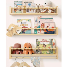 Mazjoaru Nursery Shelves with Solid Pine Wood, 58cm Extra-Wide, Set of 3, Floating Shelves for Wall, Nursery Book Shelf, Baby Book Shelf, Shelves for