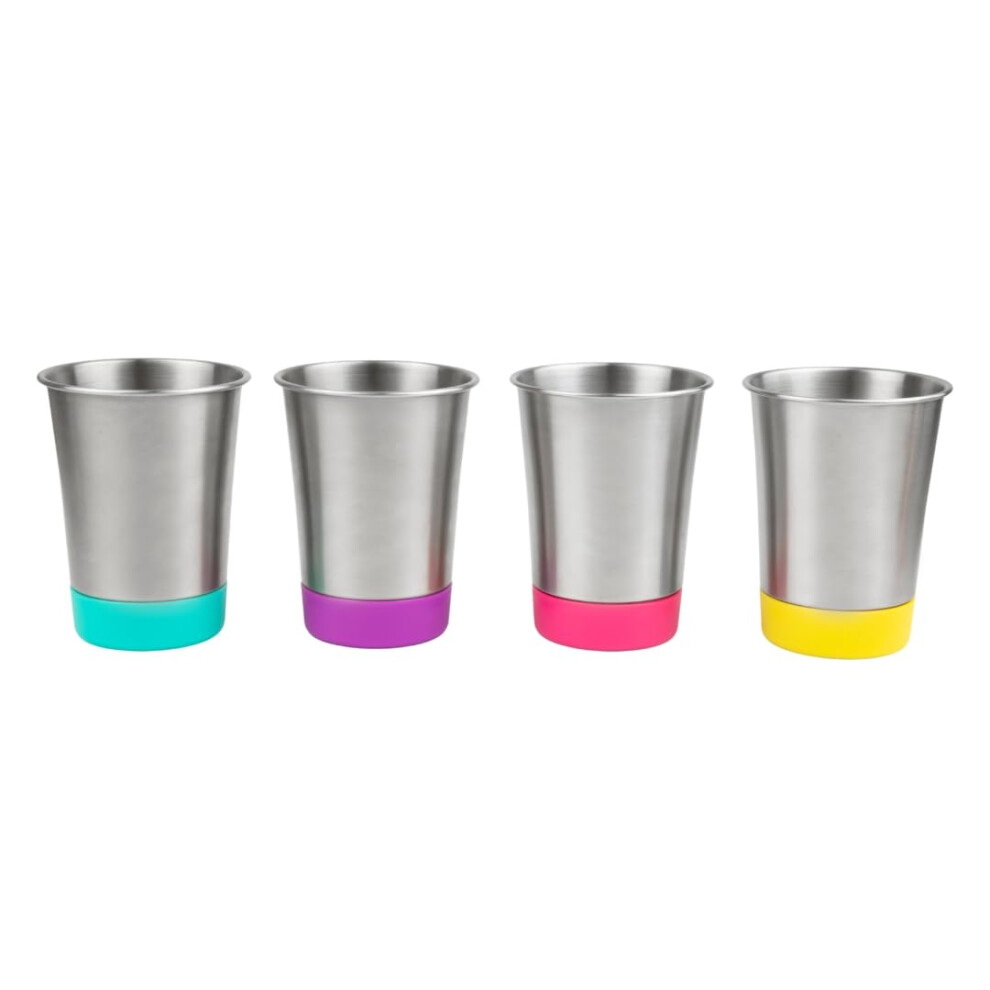 Elk And Friends Stainless Steel Kids + Toddler Drinking Cups | 12Oz Tumblers With Colored Base | Durable + Stackable | Travel, Camping + Outdoors | D