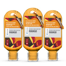 Palm Safe Mango 3 Pack 60ml Anti Bacterial Premium Hand Sanitiser Travel Size Re