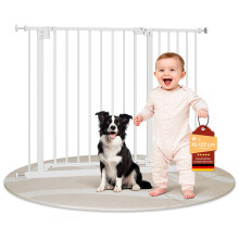 WOLTU Baby Safety Gate, Door Guard Stair Gate for Baby and Dog, Pressure Fit, One-Hand Opening, with Two 10cm Extension Panels, for Width 75-107cm, D