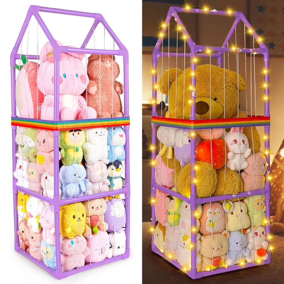 Soft Toy Storage Stuffed Animals Zoo Storage Cage Large Plush Toys Holder Organiser Pvc Cuddly Toy Shelf For Kids Bedroom Nursery Playroom Furni Mhjy