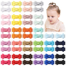 Jollybows 50pcs Baby Hair Bows Clips, 1.2" Small Bows Snap Clips Mini Grosgrain Ribbon Barrettes for Baby Girls Infants Kids Toddlers Fine Hair (25 C