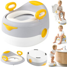 Hibtn Potty Trainer for Toddlers 1-6 Years, 3-in-1 Potty Training Toilet Multi-Stage Convertible Baby Potty Chair with Soft Cushion & Step Stool | To