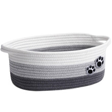 Dog Toy Basket, Cute Woven Basket for Shelves, Decorative Rope Storage Baskets for Nursery, Baby Gift Baskets for Diapers, 30 x 20 x 13 cm, Grey