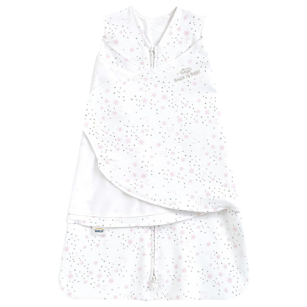 Baby Sleeping Bag Swaddle | 1.5 Tog Sleepsack | 100% Cotton, Moons Sleeping Sack For Newborn Babies | Easy Zip Access Nappy Change | Wearab Pink Halo