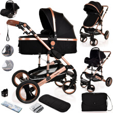 Baby Pram Pushchair Buggy with Car Seat Lightweight Stroller Folding Strollers 3 in1 Travel System Baby Trolley Pram for Newborns Toddlers from Birtn