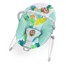 Bright Starts Wild Wonders Vibrating Baby Bouncer, Removable Toy Bar with 2 Toys, Nonslip Feet, 0-6 Months Up to 20 lbs