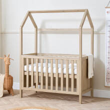 Tutti Bambini Mini Baby House Bed - 3-in-1 Baby Cot Bed, Toddler Bed & Toddler Sofa, House-Shaped Baby Bed with 3 Mattress Height Levels, Cot with Pr