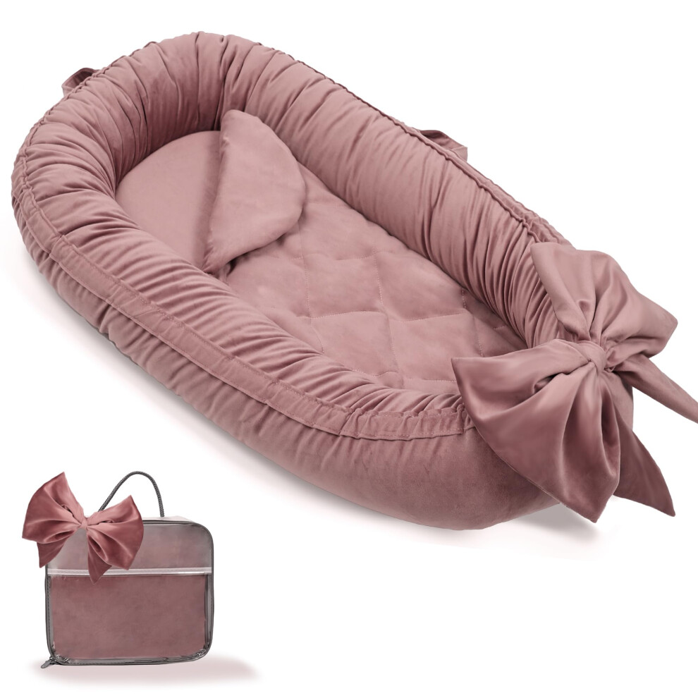 Eaq Baby Nest Pod For Newborn,Baby Sleep Pod Soft Breathable Napping Or Traveling For 0-12 Months,Travel & Baby Essentials For Newborn (Bean Paste Pi