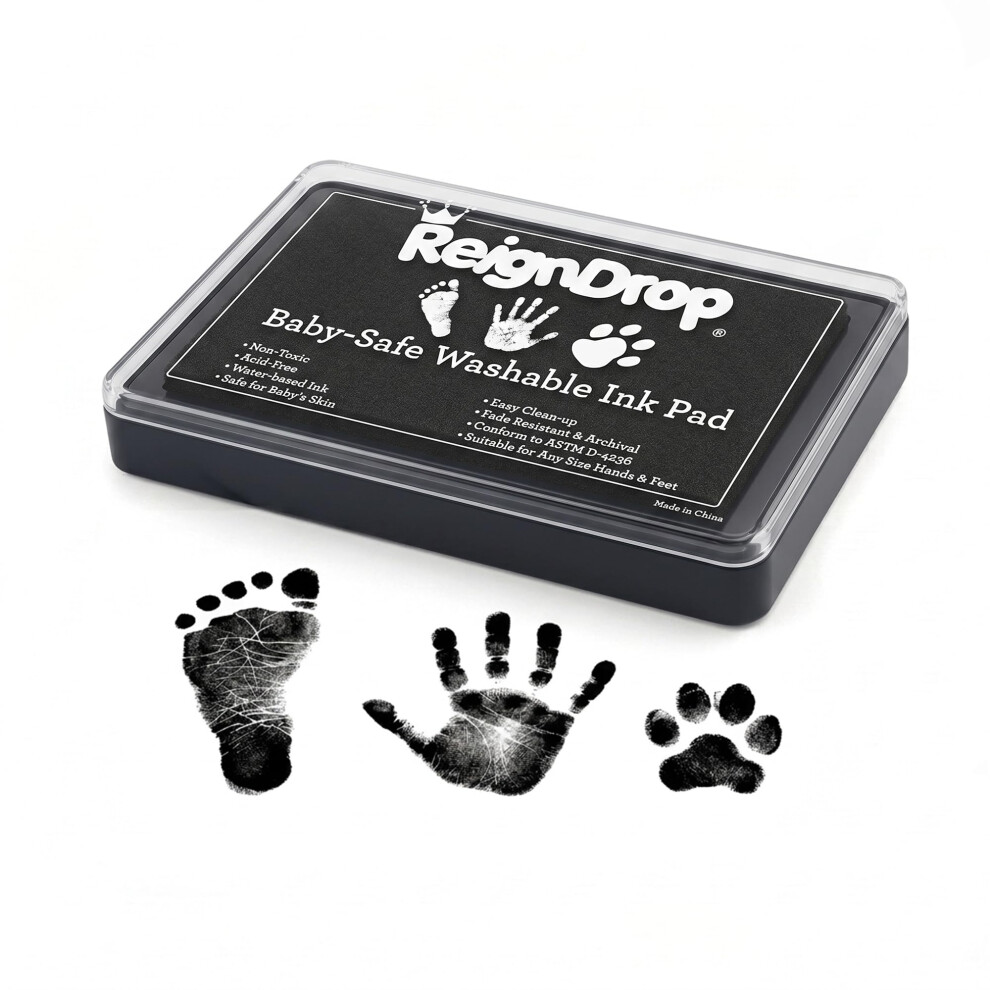 Reigndrop Ink Pad For Baby Footprint & Handprint - Creates Impressive Long Lasting Keepsake Stamp For Infant & Kids. Smudge Proof, Easy To Wipe Off S