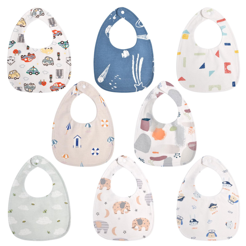 Vicloon Baby Bandana Dribble Bibs, 8 Pcs Baby Teething Infant Bibs, With Snaps, Soft And Absorbent, Babies Drool Bib, Newborn Bib For Infant For Unis