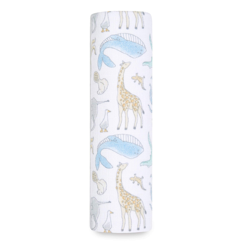 Essentials 100% Cotton Muslin Swaddle & Receiving Blanket For Baby Girls & Boys, 112X112cm, Newborn & Toddler Gift, Unisex Infant Shower Aden + Anais