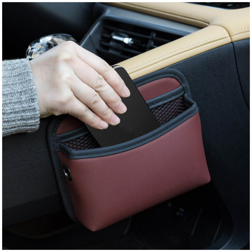 Pu Leather Car Side Pocket Organizer, Universal Car Pocket Pouch Cell Phone Holder For Car, Car Seat Gap Filler Storage Accessories Organizer Fo Qirc