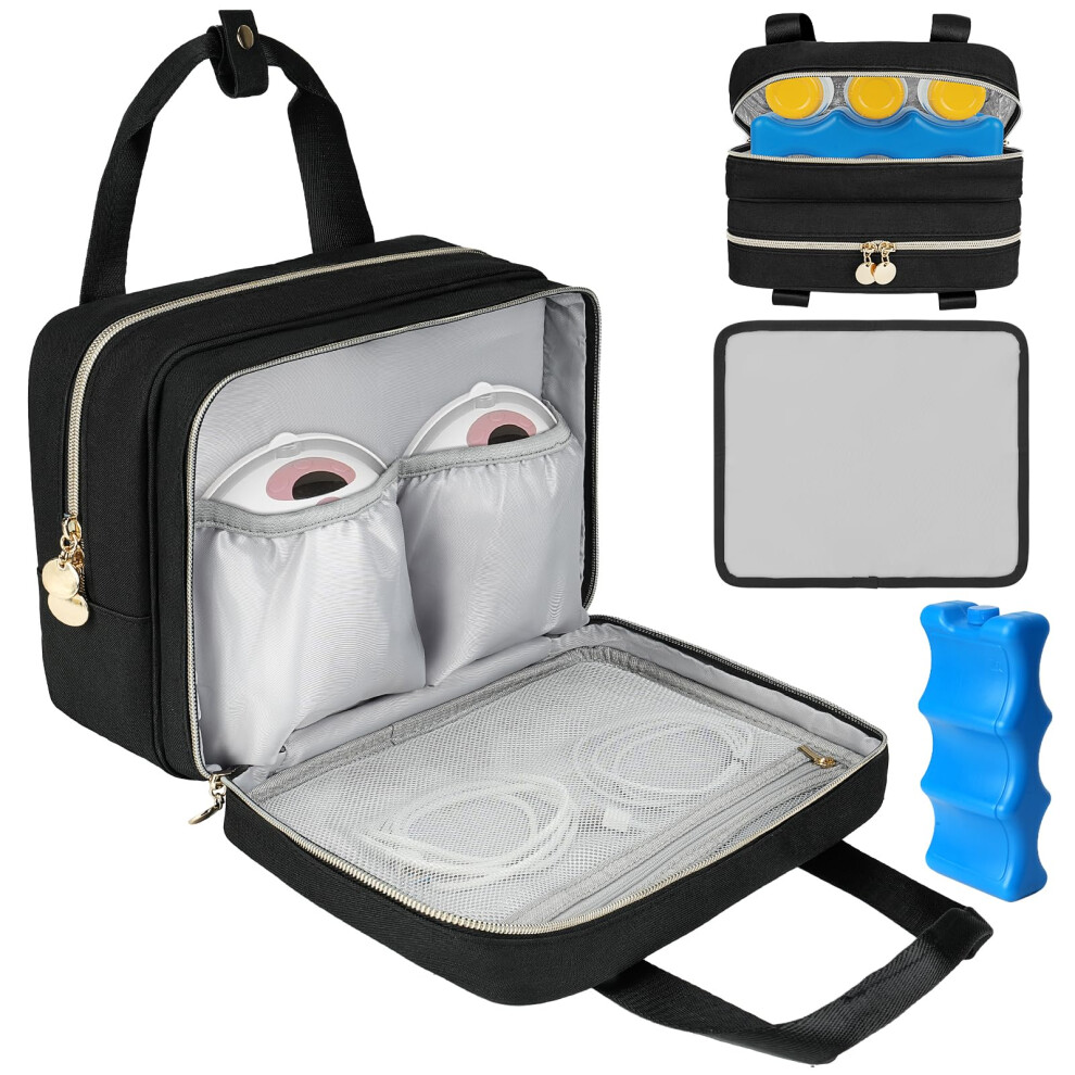 Breast Pump Storage Bag With Cooler Compartment, Wearable Pump Carrying Case Compatible With Momcozy M5/S12 Pro, Elvie & Medela, Includes Ic Jaffzora