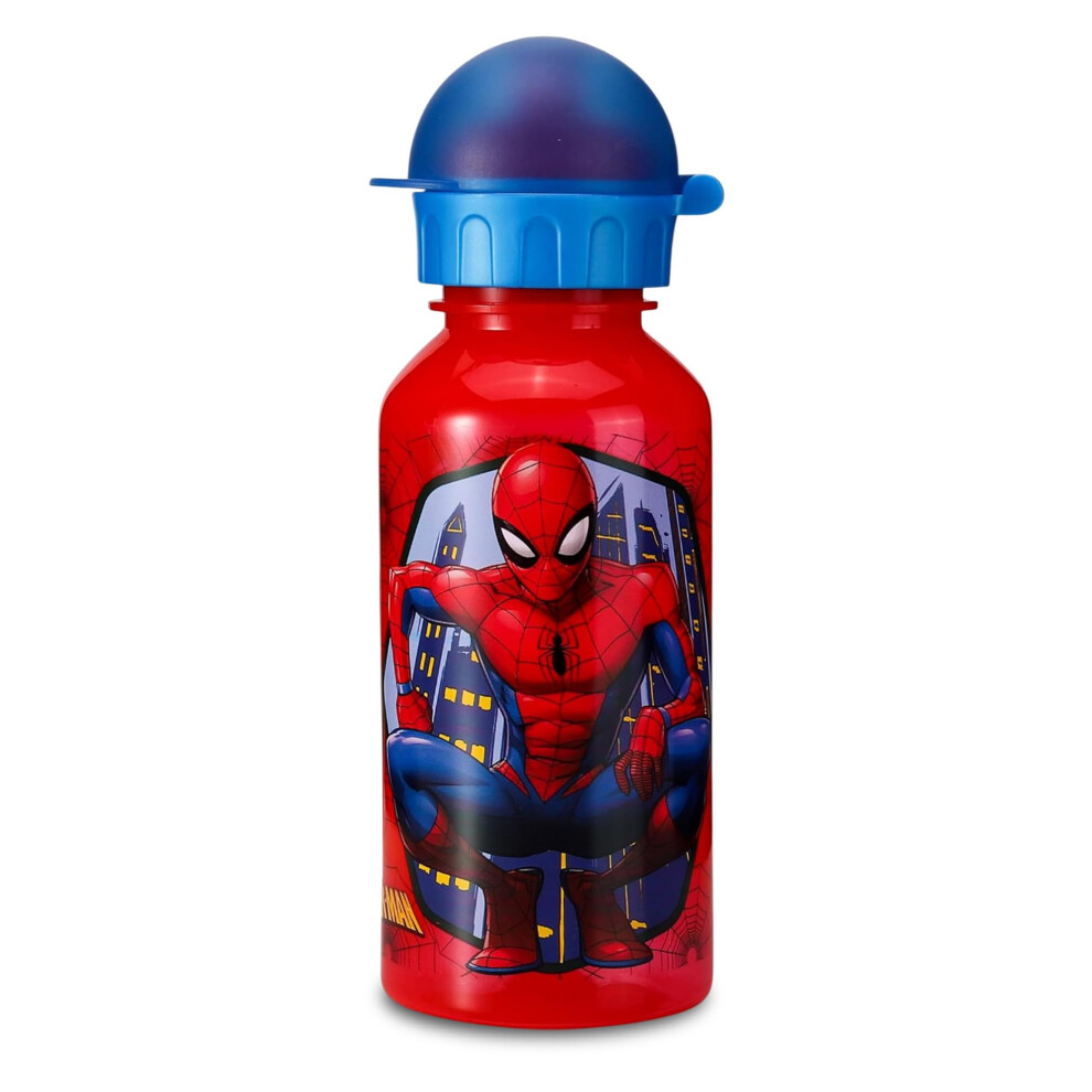 Stor Kids Water Bottles - 370Ml Reusable & Bpa Free Toddler Drinks Bottles, Lightweight Small Plastic Water Bottle For School & Sports (Spiderman)