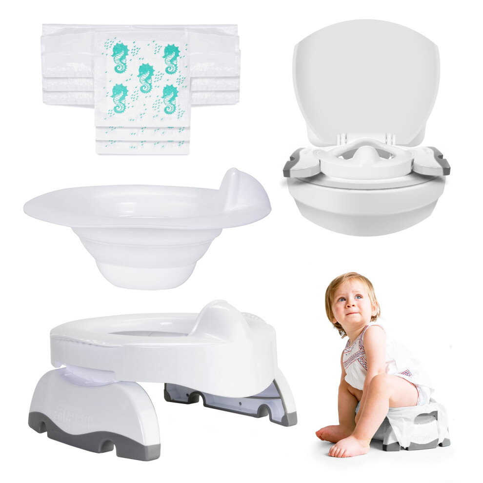 Potette Plus Potette Max 3-In-1 Travel Potty | Award-Winning Compact, Foldable Potty And Toilet Training Seat | Includes X3 Disposable Liners, A Reusable Liner &