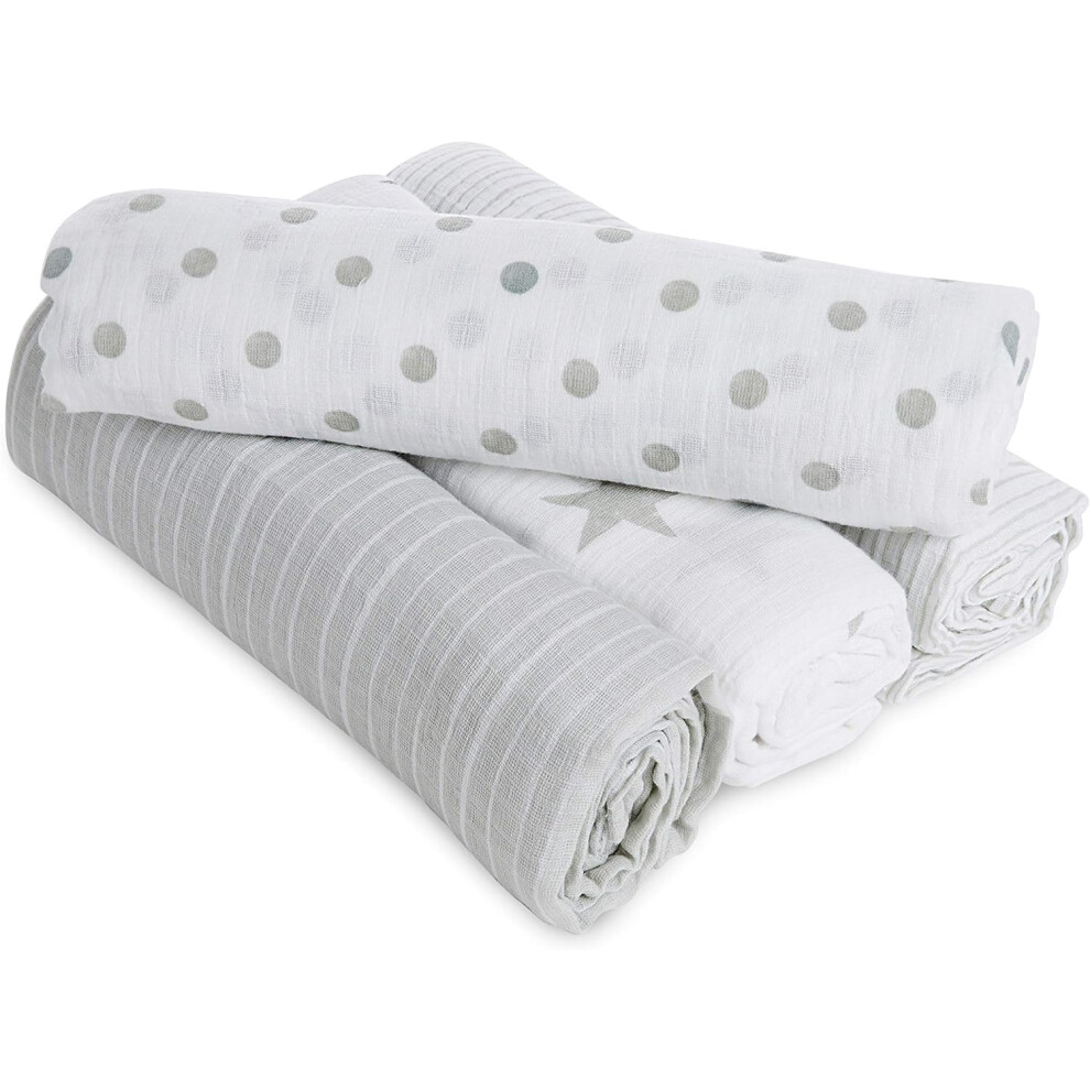 Essentials 100% Cotton Muslin Swaddle & Receiving Blanket For Baby Girls & Boys, 112X112cm, Newborn Swaddling Set, Infant & Toddler Show Aden + Anais
