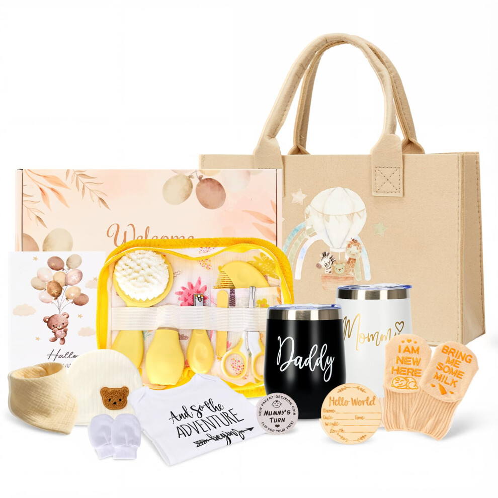 Baby Shower Gifts, Newborn Gift Set With Tumblers & Decision Coin, Baby Gift Basket For Couples, New Parents, Mum To Be, Gender Reveal, First Chovbe