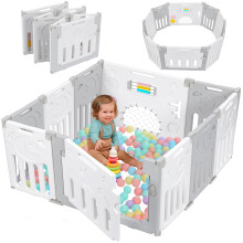 Dripex Baby Playpen for Baby and Toddlers, Small Folding Baby Pen with Adjustable Shape Plastic Playpen, Extended Sturdy Foldable Play Pen and Baby F