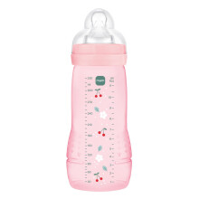 MAM Easy Active 6+ Months Berry Colour (330 ml) - With Silicone Teat Ultra-Fast X Speed Flow - Baby with Airtight Seal