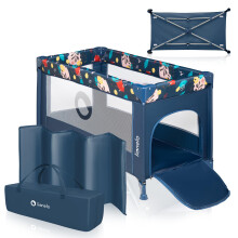 lionelo STEFI 2-in-1 Travel Cot & Baby zone Portable Baby Bed for Newborns and Toddlers 0-36 kg with Mattress, Side Entry, Breathable Mesh, LockGuard