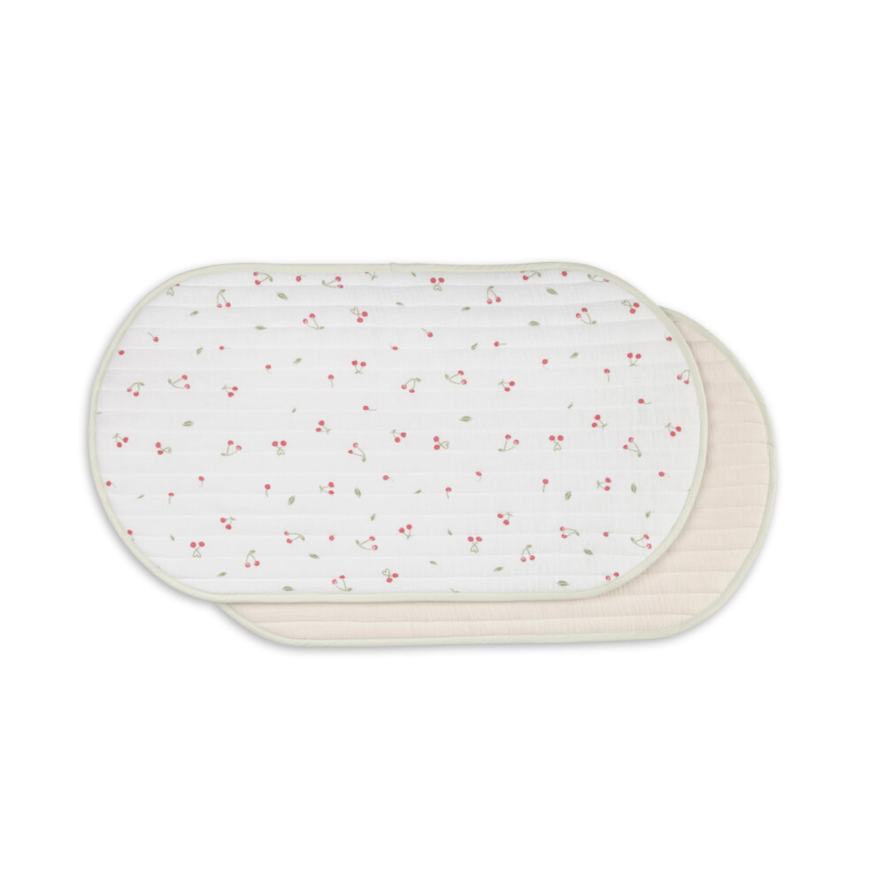 Cuddleco Travel Changing Mat 2-Pack In Ditsy Cherry - Water-Repellent, 100% Cotton Cover, Lightweight & Foldable – Ideal For On-The-Go Parents Seeki