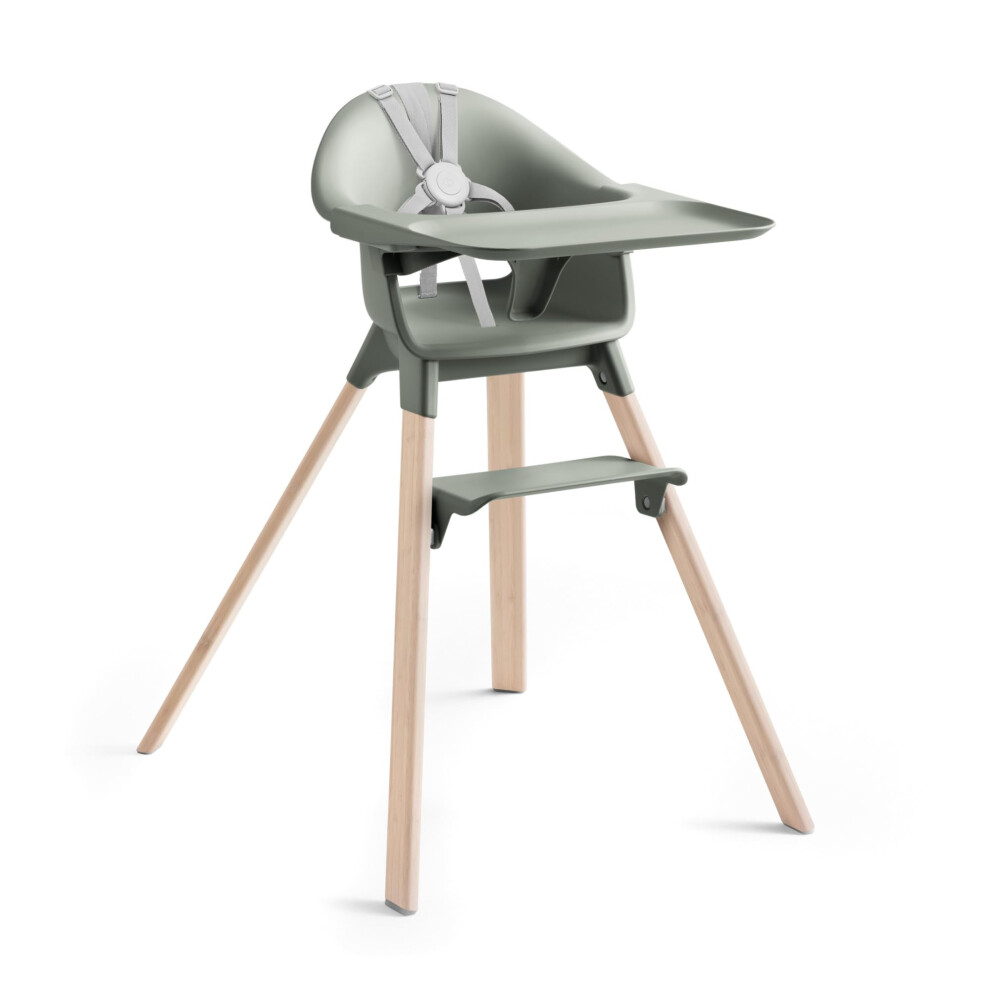 Clikk High Chair - Portable Baby Highchair With Tray, Footrest & Harness - Easy Tool-Free Assembly For Home & Travel, 6 Months To 3 Years, Gla Stokke
