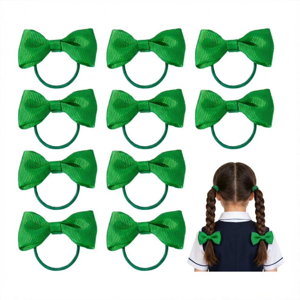 Keltra Green 10 Pcs Hair Accessories, Hair Bobbles Girls School Bands Bows Ties Bobble Bow Hairbands Kids Small Band Toddler Ribbon Headband Elastic Ha