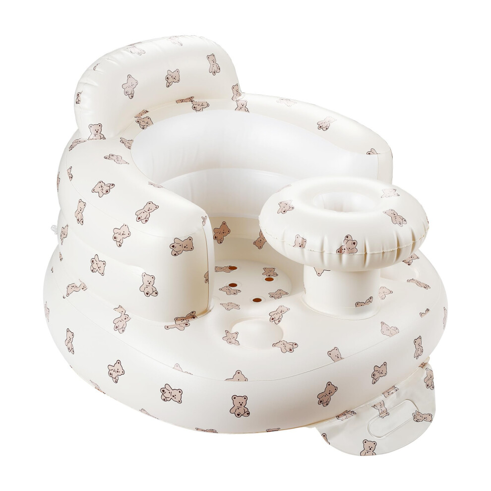 Inflatable Baby Seat With Tray, Fully Supportive Infant Floor Seat, Baby Chairs For Entertaining And Bathing, Built In Air Pump Blow Up, Learning Sit Qmvess