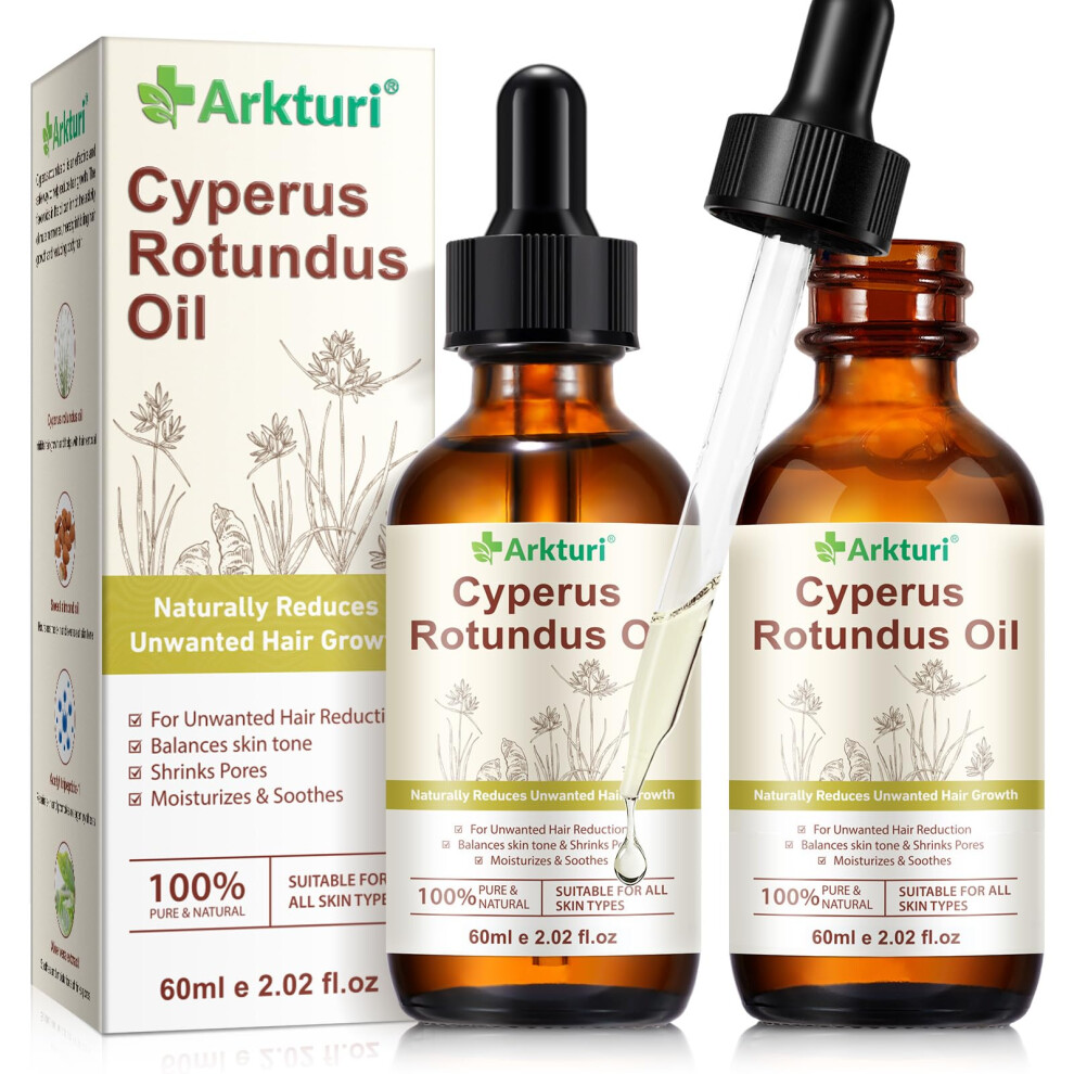 Liiutry Cyperus Rotundus Oil, Natural Cyperus Rotundus Oil For Hair Removal, Inhibitor, Cyprus Rotundus Oil Reduces Body Unwanted Hair Growth, Moisturizes &