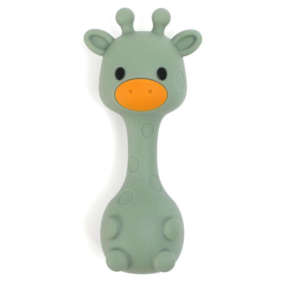 Love Depot Little Giraffe Shaker Rattle Toy For Baby | Food Grade Silicone Sensory Teething Toy | Easy To Grip | Bpa Free (Sage)